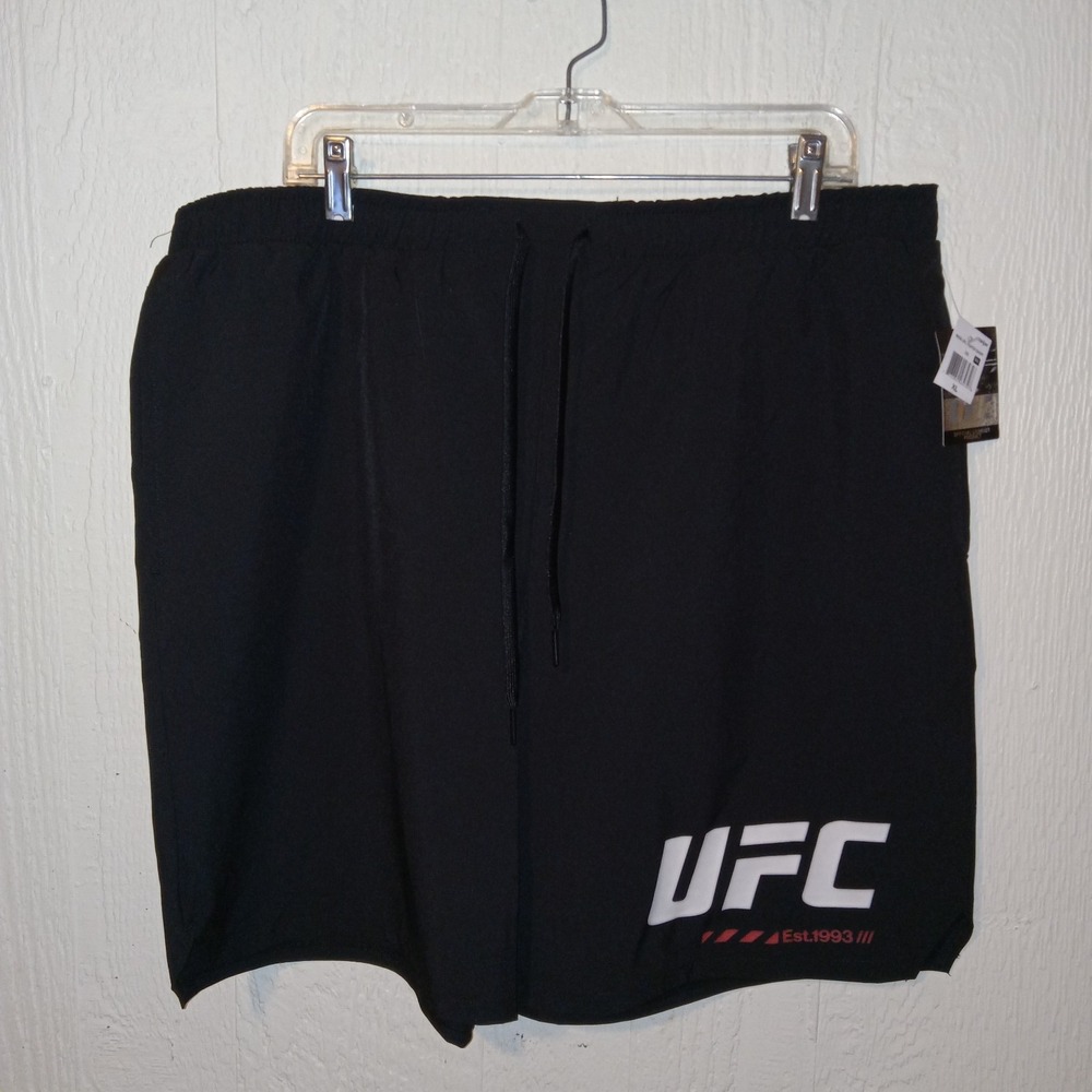UFC Fighter Shorts Mens XL Black Est 1993 Graphic Athletic Training MMA